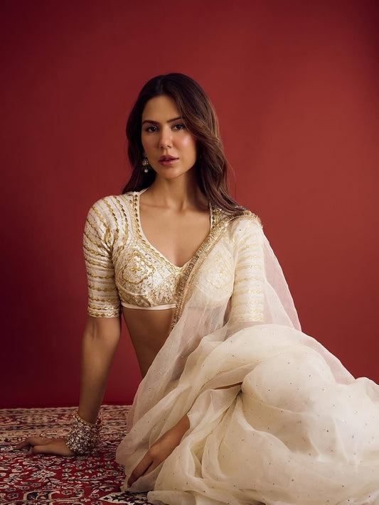Ivory Sonam bajwa Saree - Kurtikala