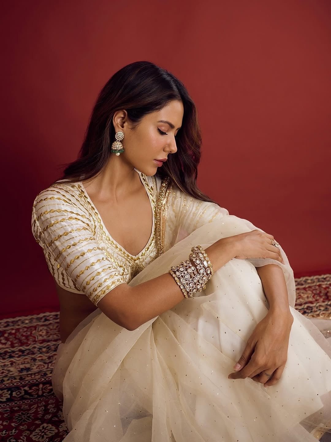 Ivory Sonam bajwa Saree - Kurtikala
