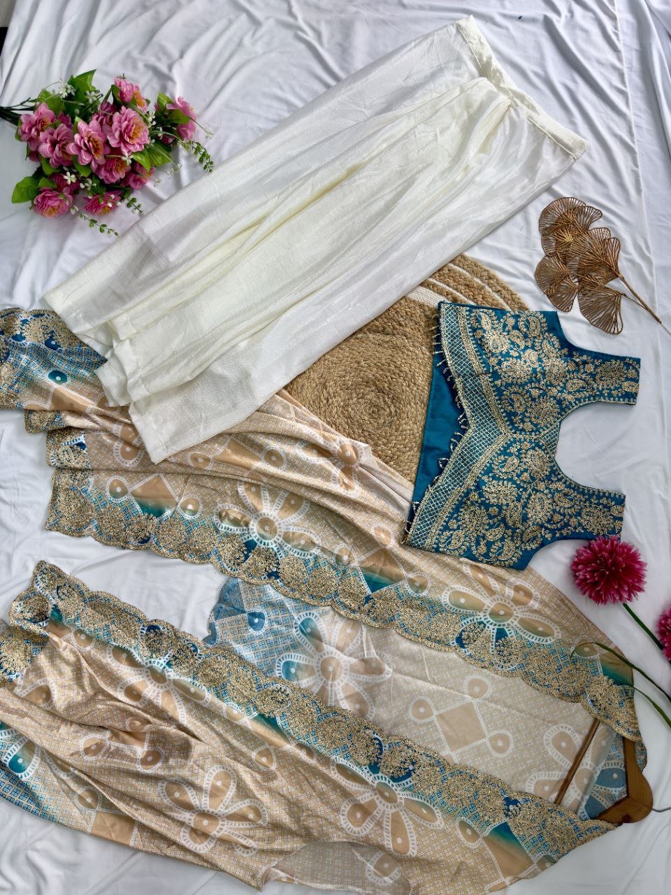 Blue Noor Dhoti Set - Kurtikala