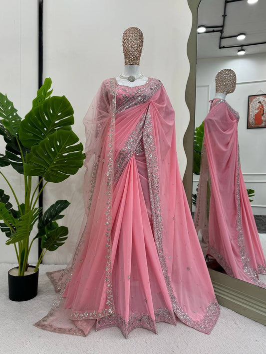 Blush Royale Embroidered Designer Saree - Kurtikala