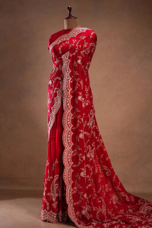 Crimson Royale Saree - Kurtikala
