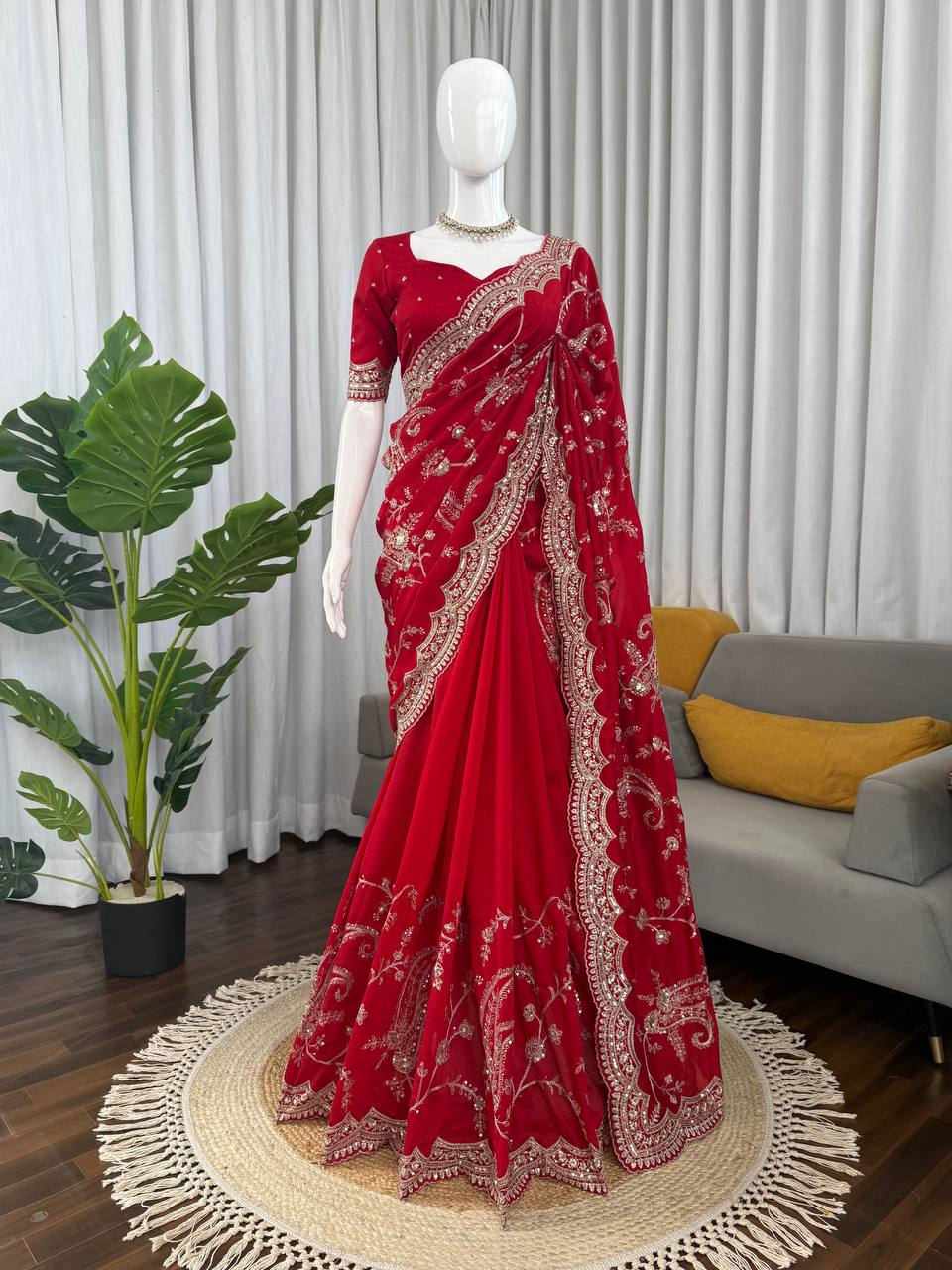 Crimson Royale Saree - Kurtikala