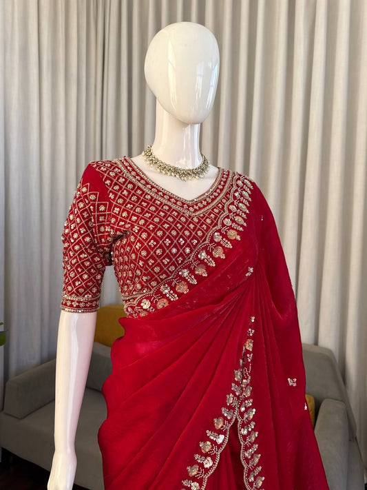Ruby Radiance Saree - Kurtikala