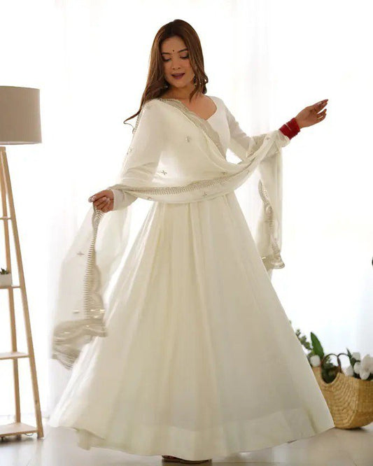 Ivory Grace Anarkali Suit - Kurtikala