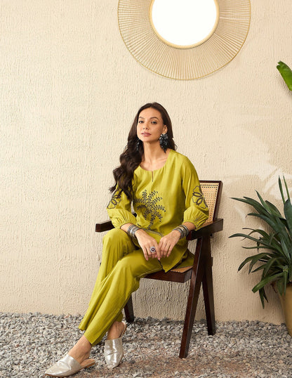 Lime Botanical Co - ord Set - Kurtikala