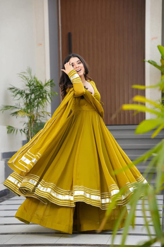 Olive Royal Anarkali Set - Kurtikala