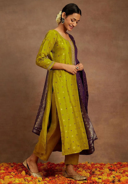 Ruhani Mustard Festive Suit Set - Kurtikala