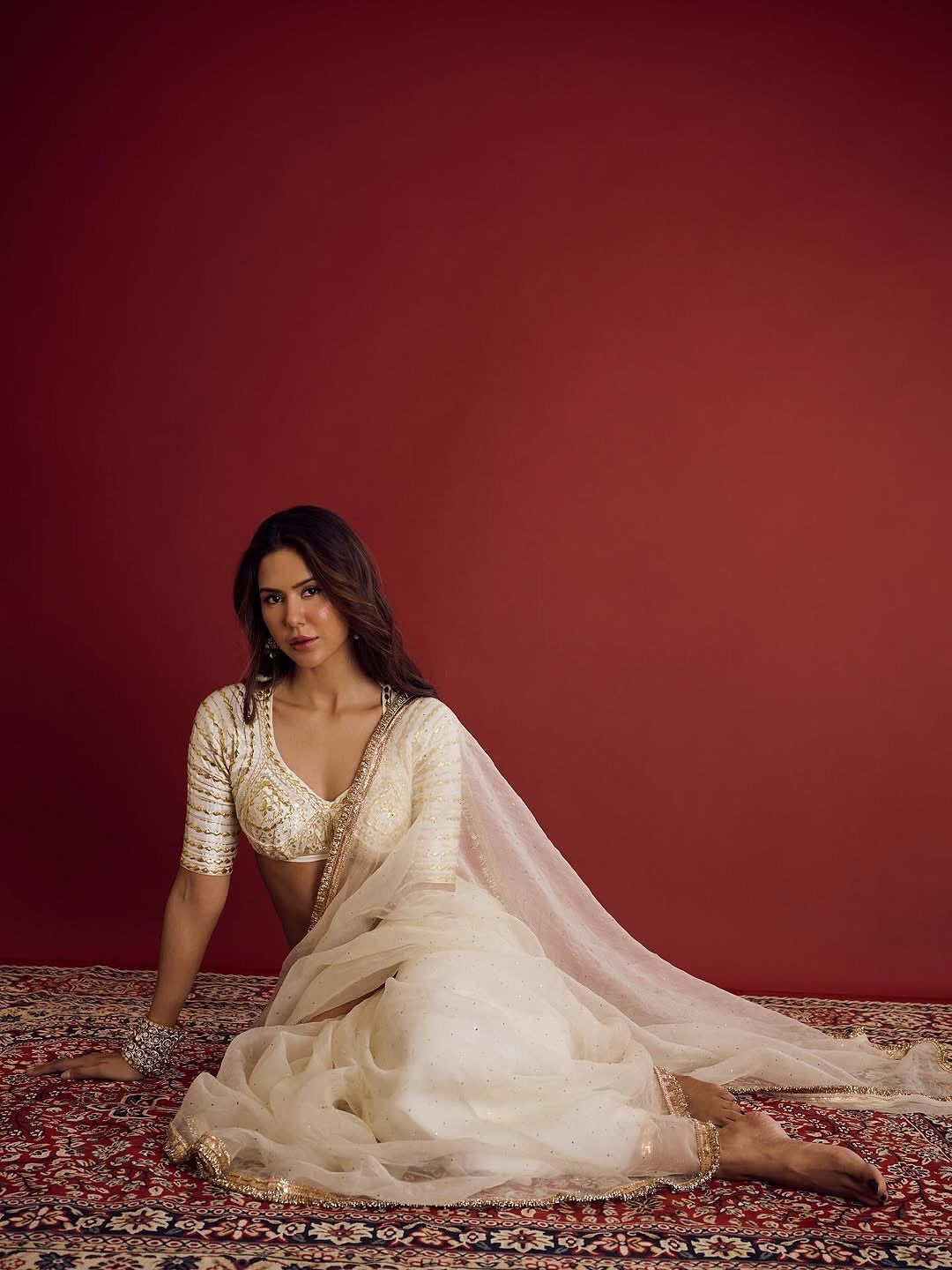 Ivory Sonam bajwa Saree