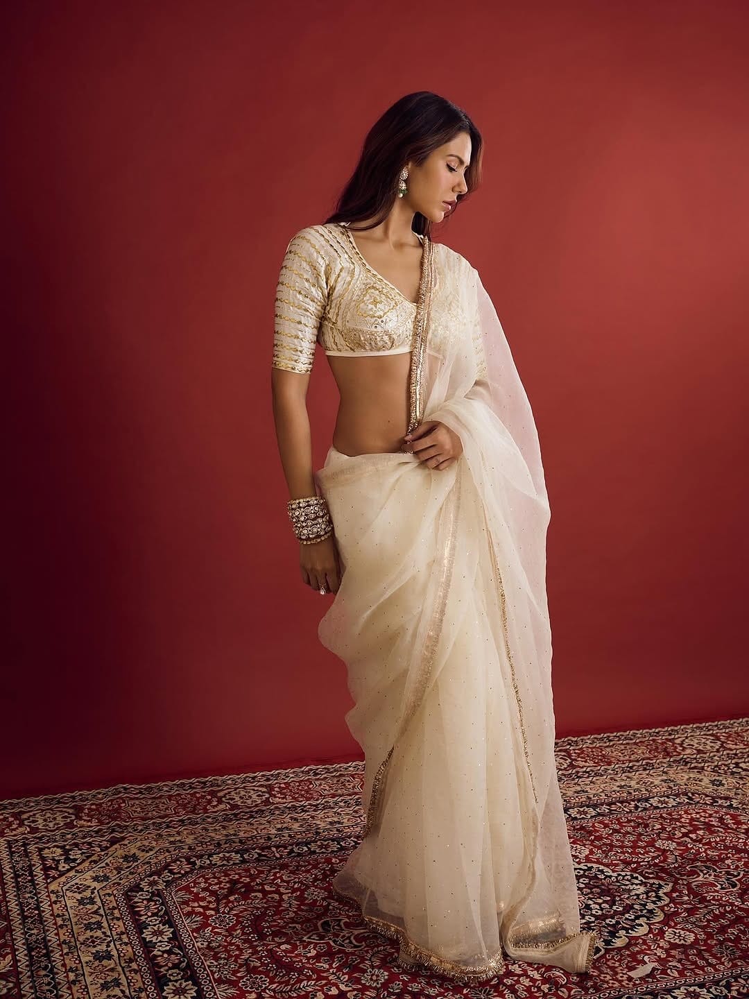 Ivory Sonam bajwa Saree