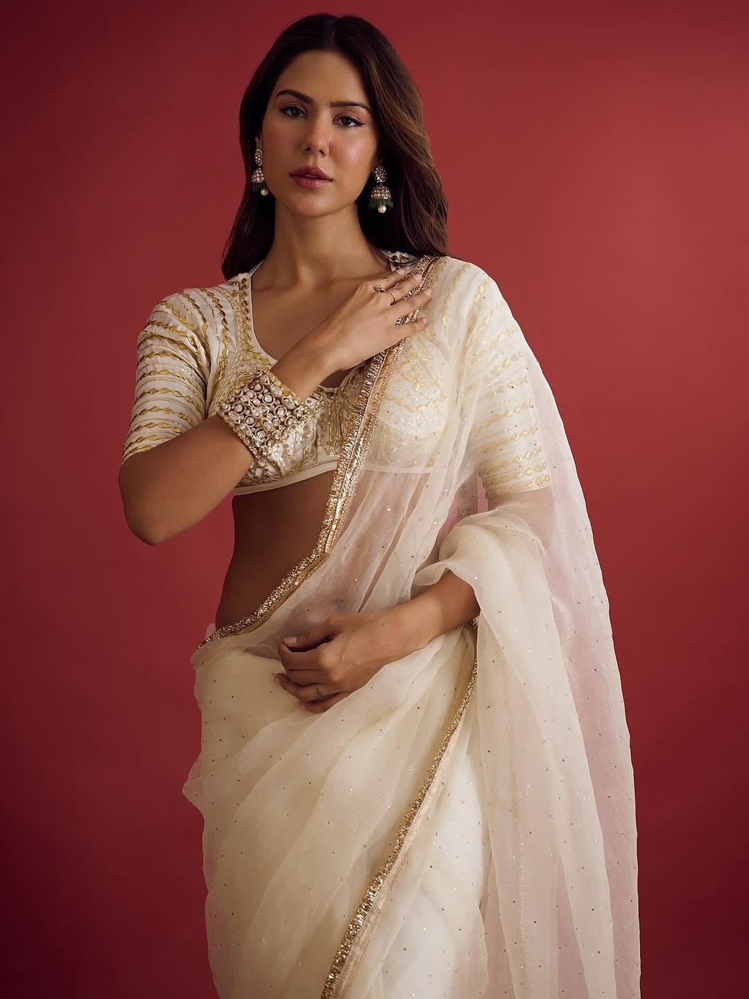 Ivory Sonam bajwa Saree