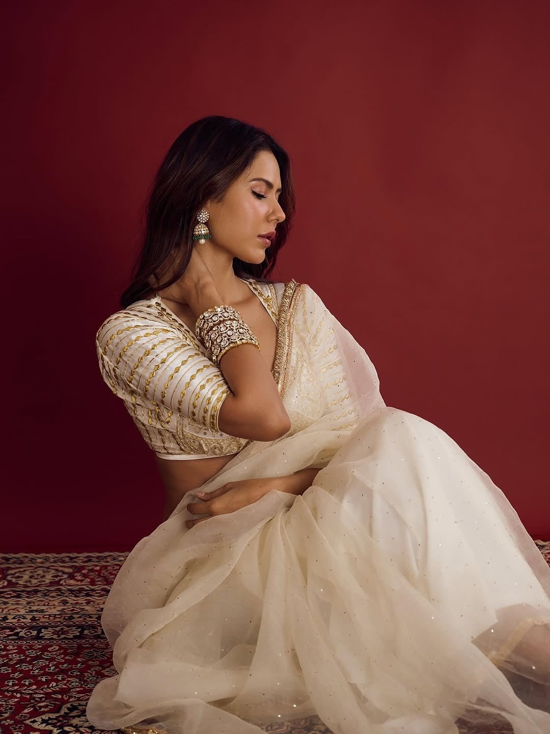 Ivory Sonam bajwa Saree