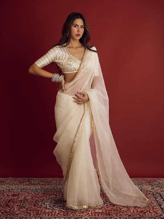 Ivory Sonam bajwa Saree