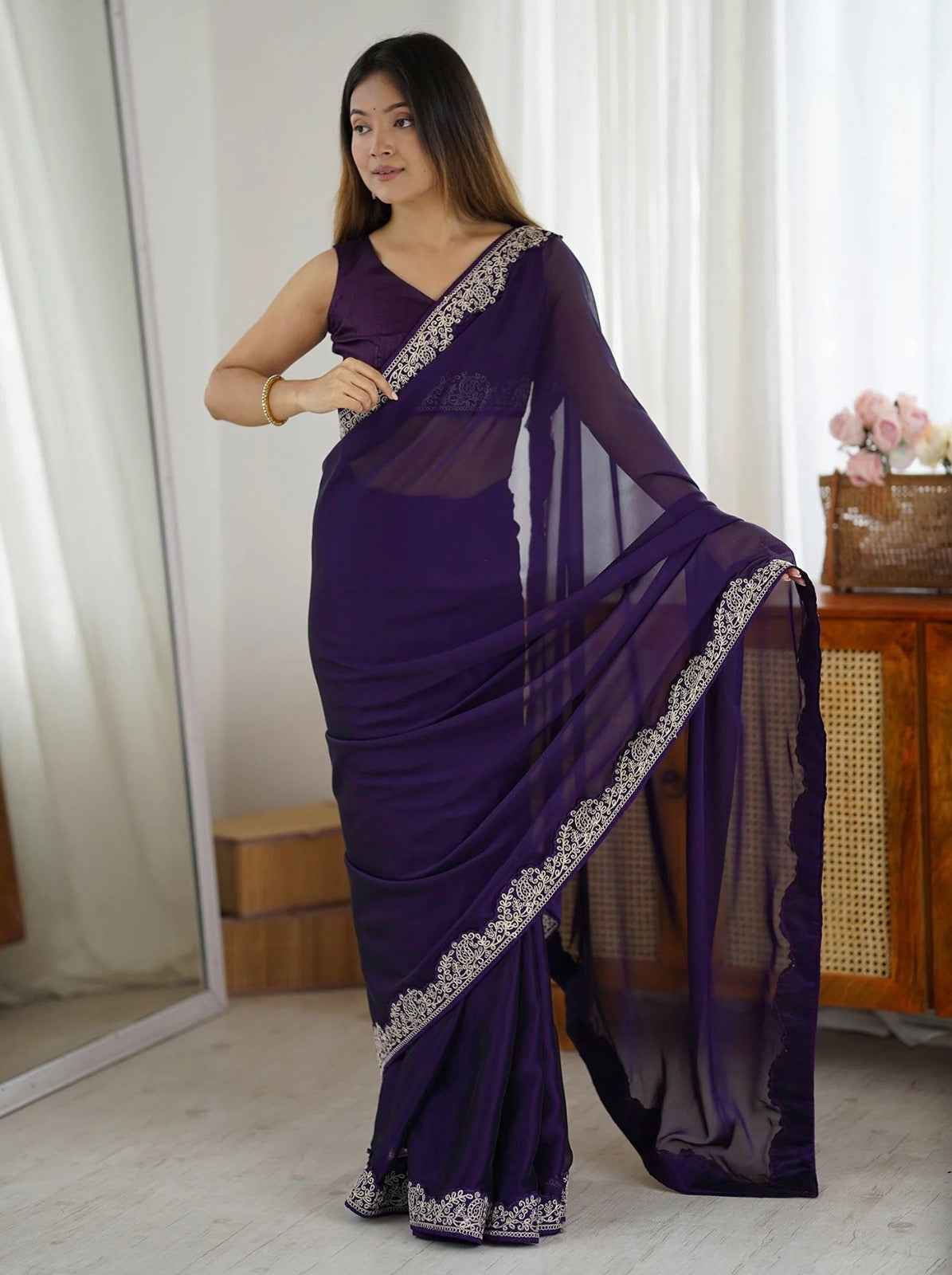 Royal Plum Sheer Saree