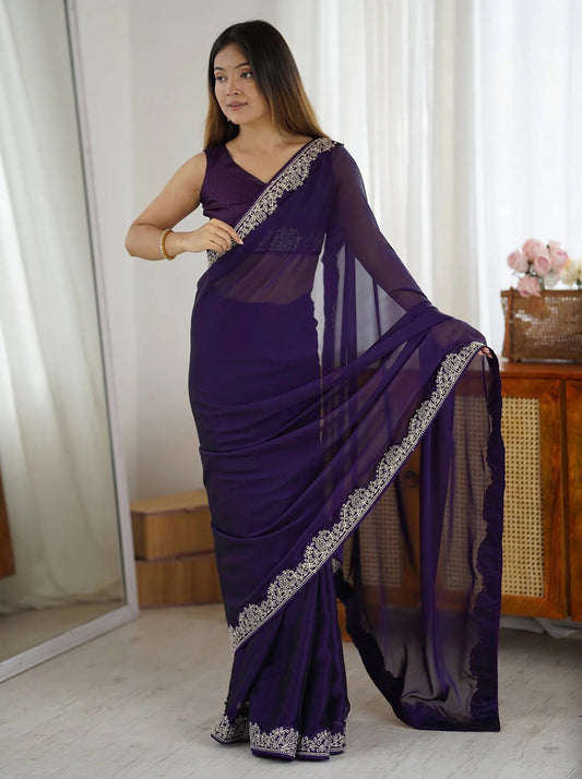 Royal Plum Sheer Saree