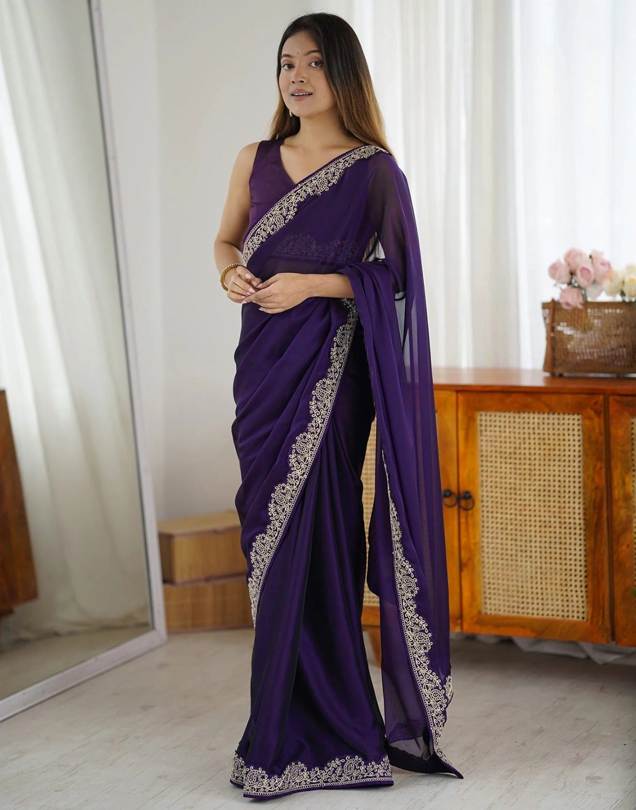 Royal Plum Sheer Saree