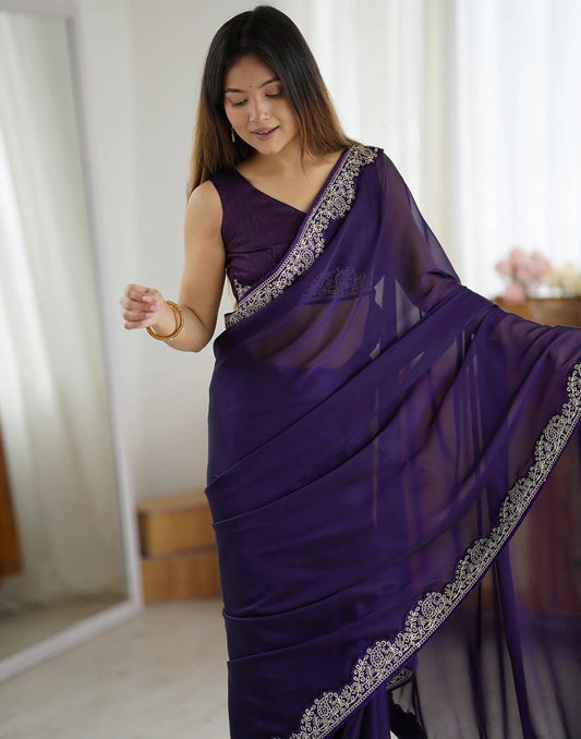 Royal Plum Sheer Saree