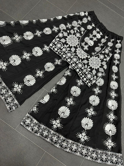 Ananya Panday Black Bloom Shrug set - Kurtikala