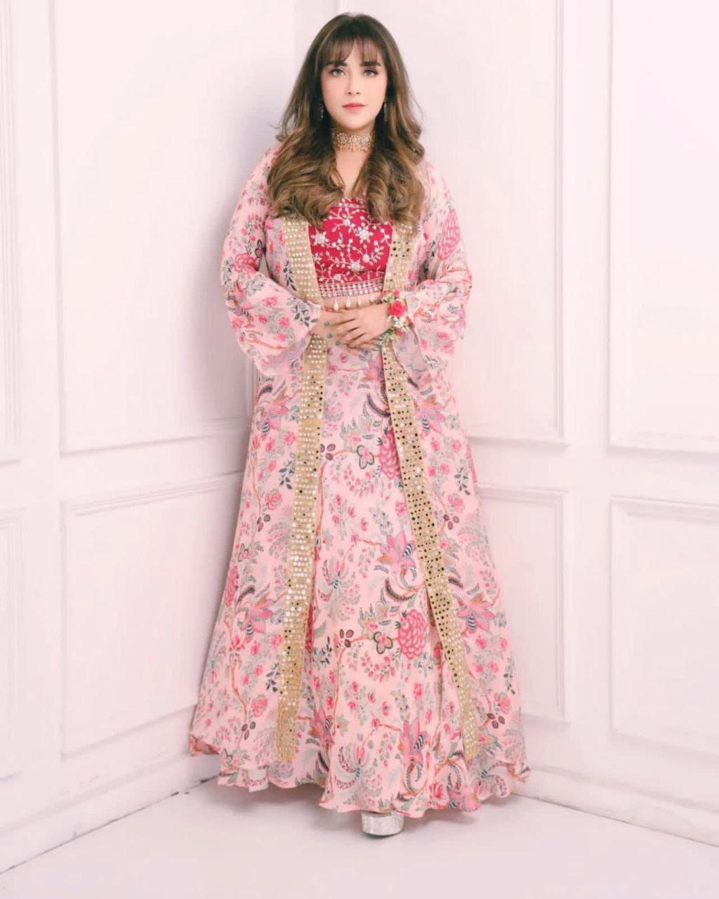 Blush Floral Printed Lehenga Set - Kurtikala