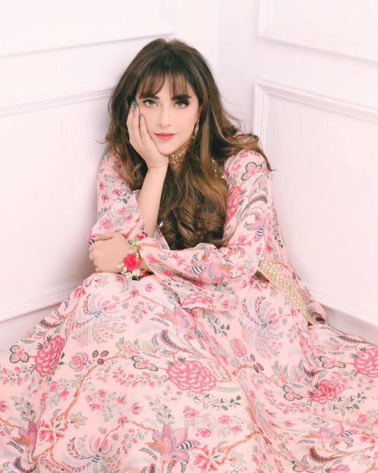 Blush Floral Printed Lehenga Set - Kurtikala
