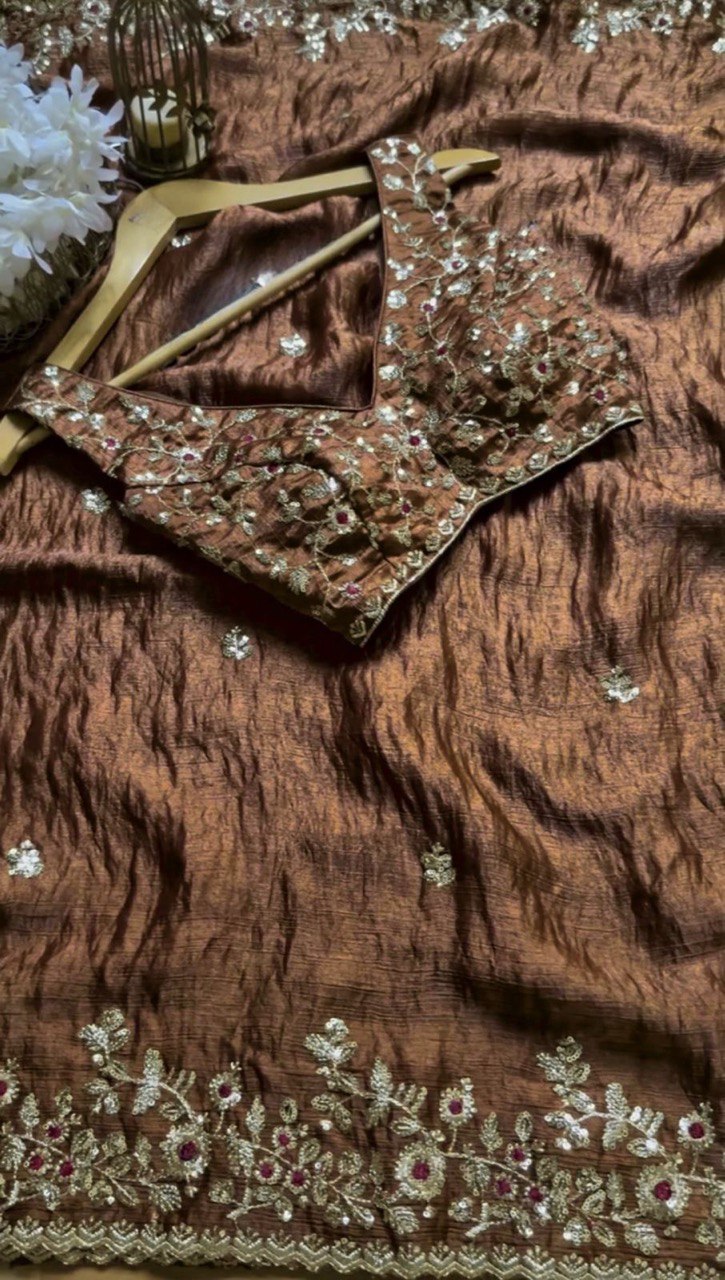 Royal Mocha Embroidered saree