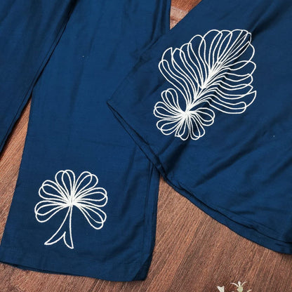 Royal Plum Embroidered Co - ord Set - Kurtikala
