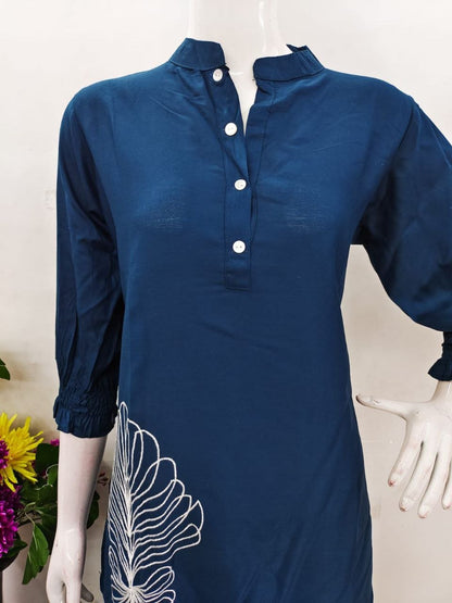 Royal Plum Embroidered Co - ord Set - Kurtikala
