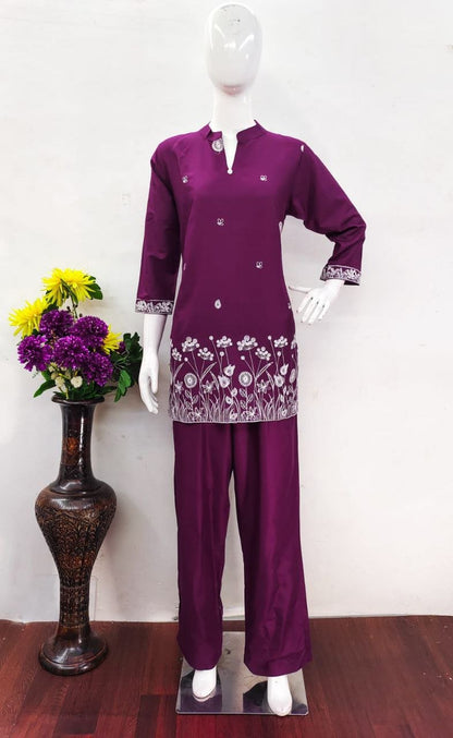 Wine Garden Co - ord Set - Kurtikala
