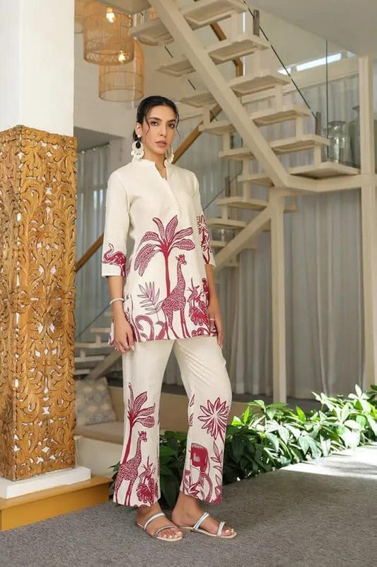 Ivory Safari Print Co - Ord Set - Kurtikala