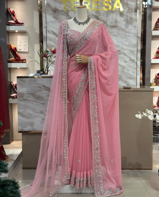 Blush Royale Embroidered Designer Saree