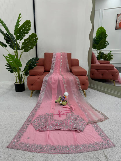 Blush Royale Embroidered Designer Saree