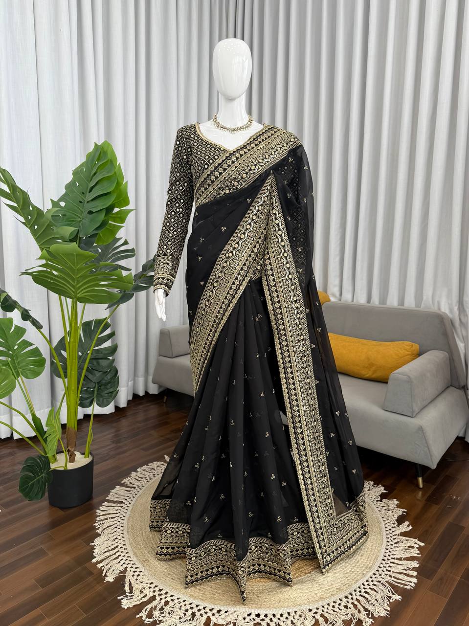 Regal Black Saree