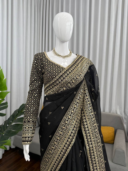Regal Black Saree