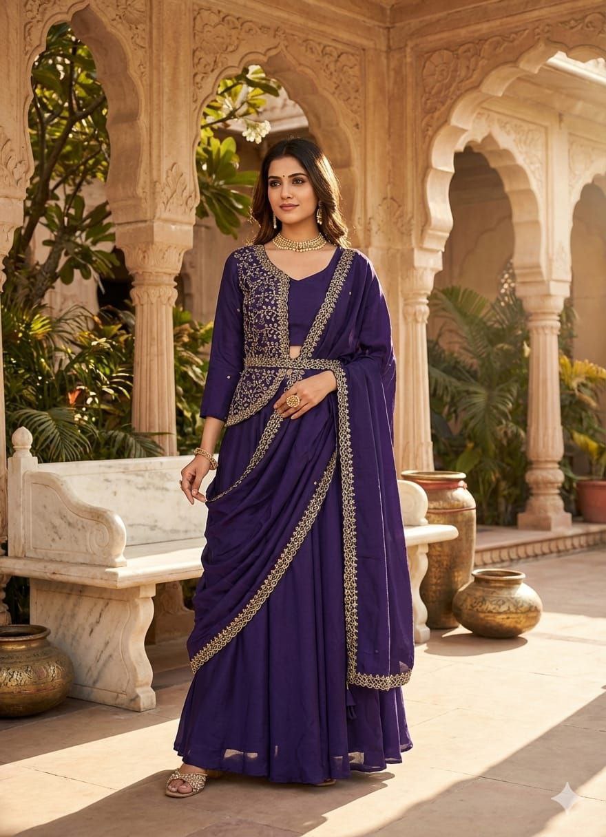 Royal Amethyst Lehenga Saree