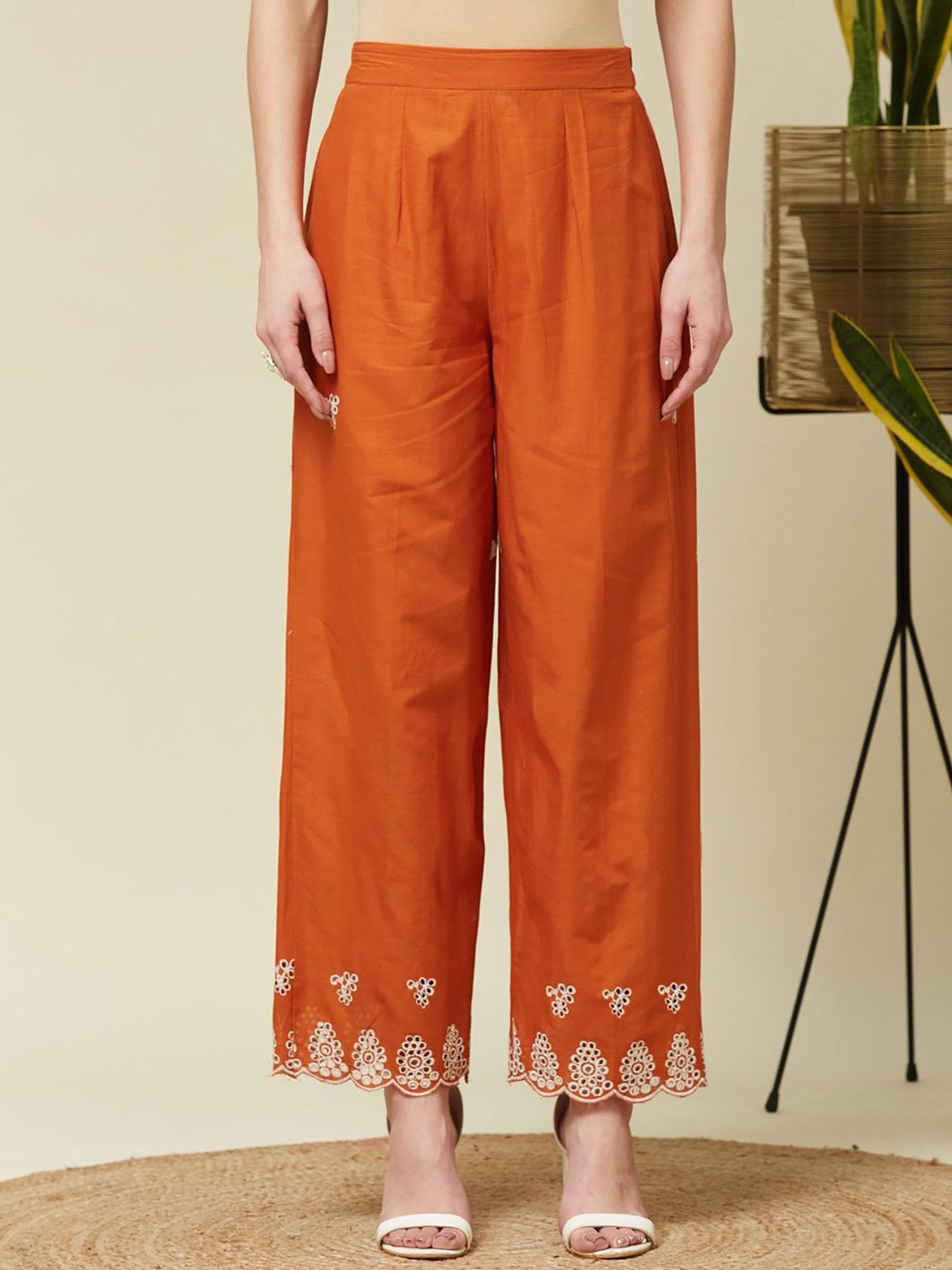 Orange Schiffil Cord Set - Kurtikala