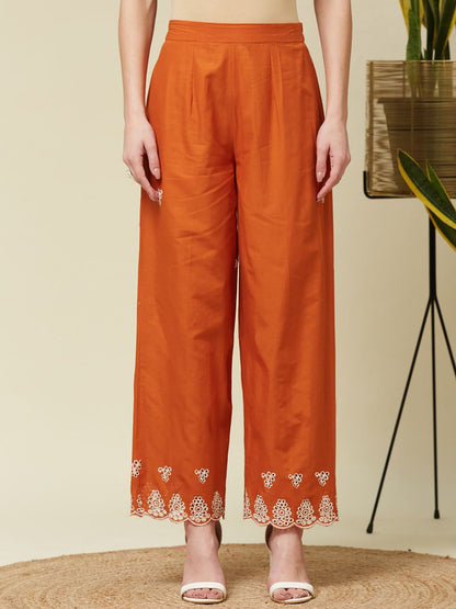 Orange Schiffil Cord Set - Kurtikala