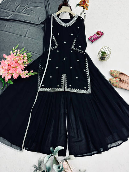 Midnight Zariya Sharara Set - Kurtikala