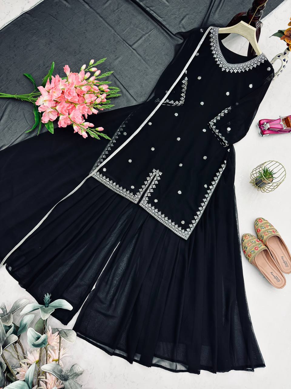 Midnight Zariya Sharara Set - Kurtikala