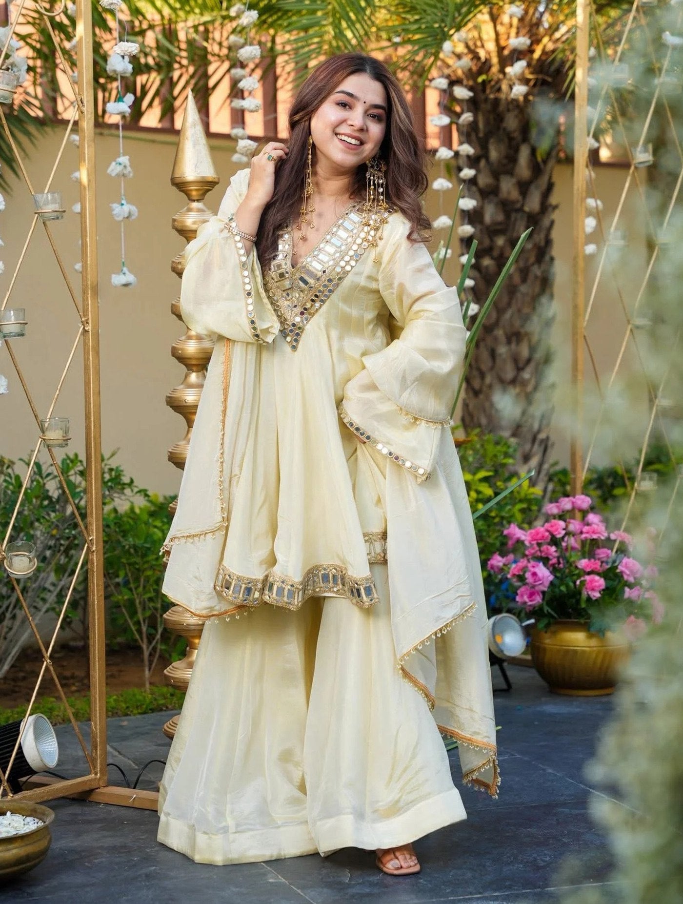 Ivory Noor Palazzo Set - Kurtikala