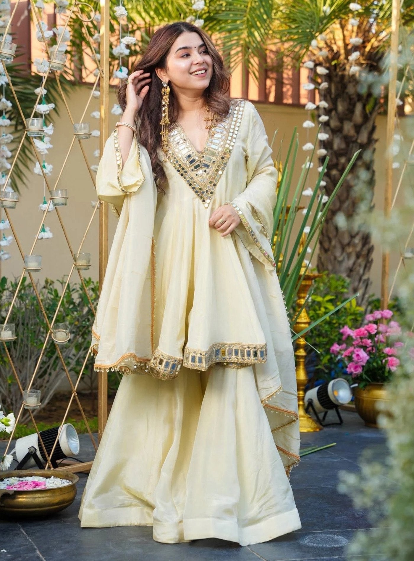 Ivory Noor Palazzo Set - Kurtikala
