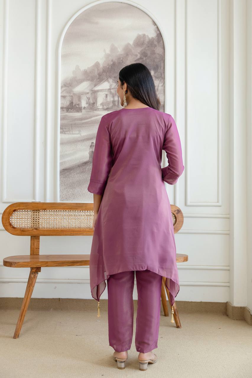 Meher Peach Cord Set - Kurtikala