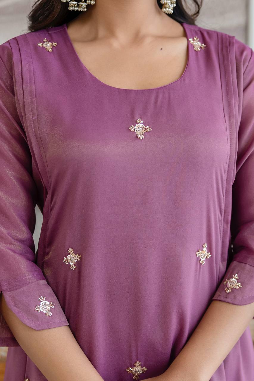 Meher Peach Cord Set - Kurtikala