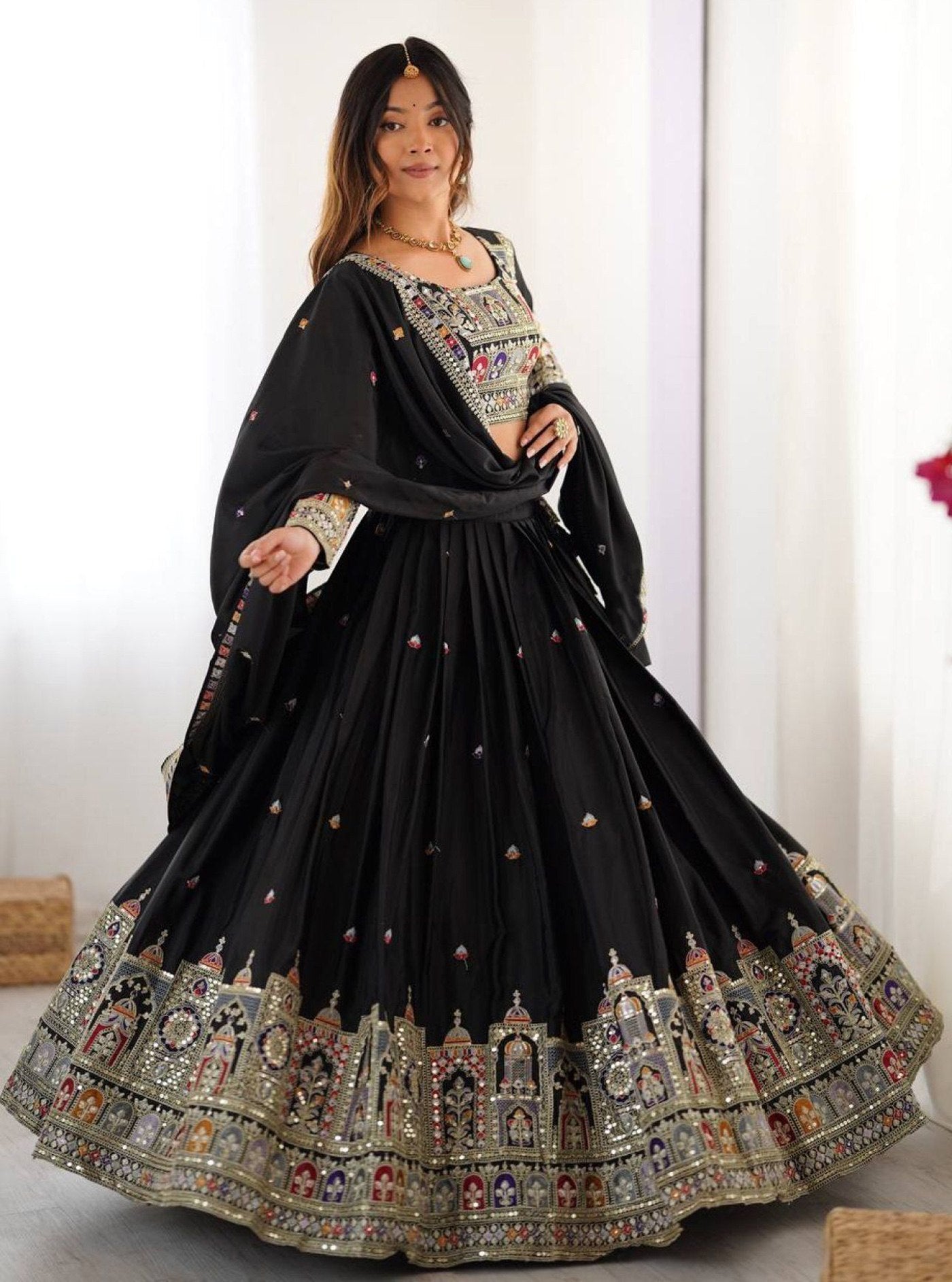 Noor Mahal Black Lehenga Set