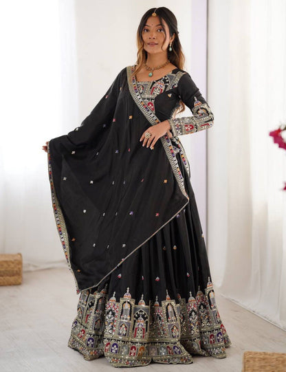 Noor Mahal Black Lehenga Set