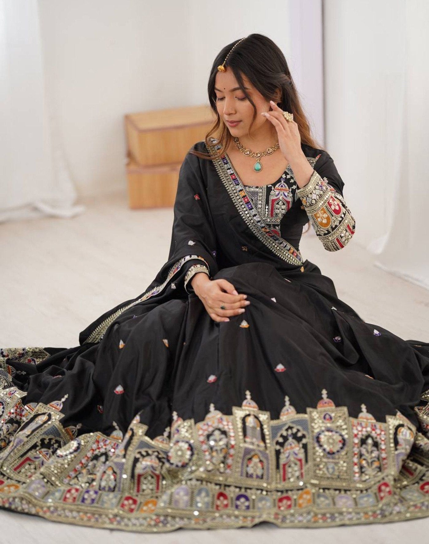 Noor Mahal Black Lehenga Set
