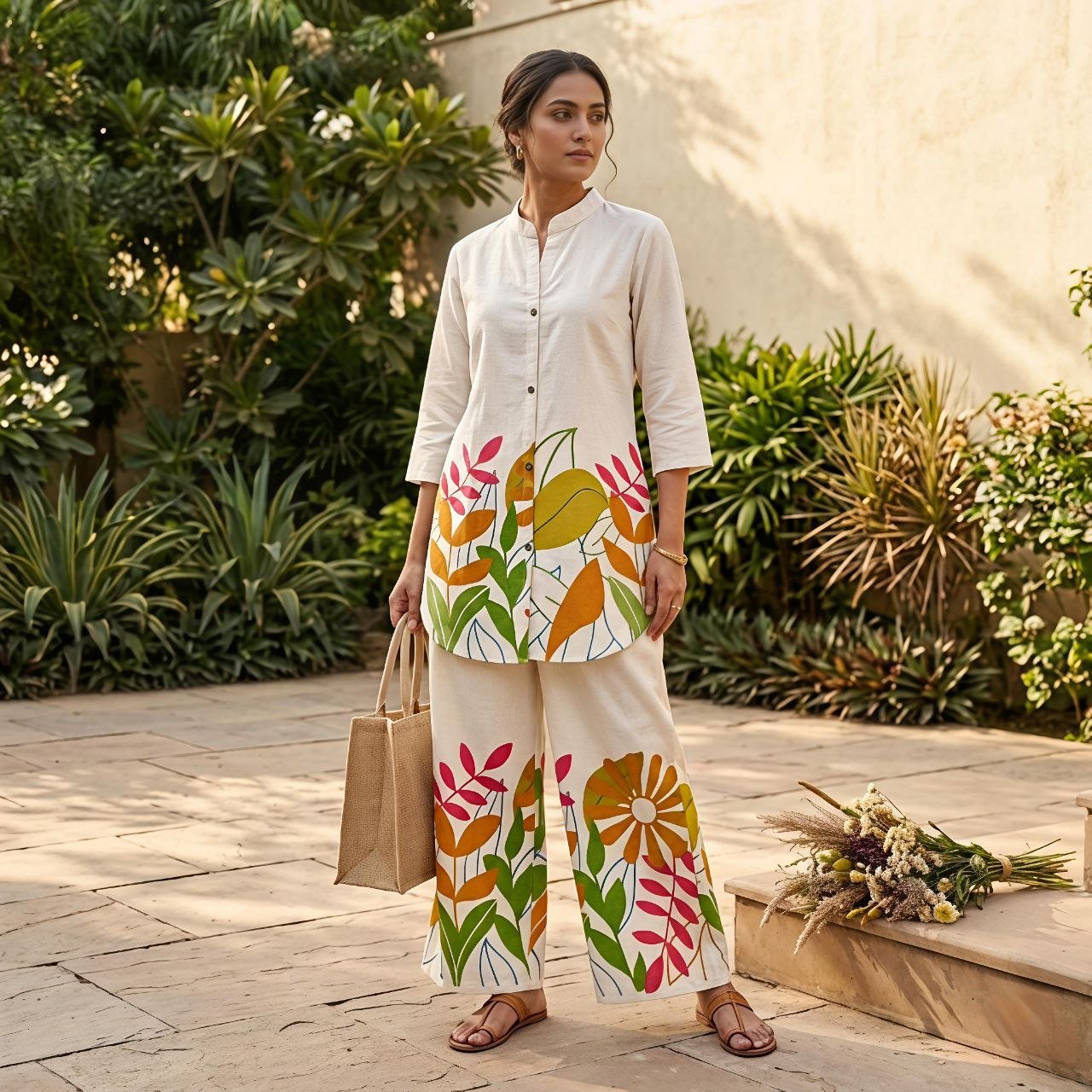 Leaf Garden Cotton Coord Set - Kurtikala