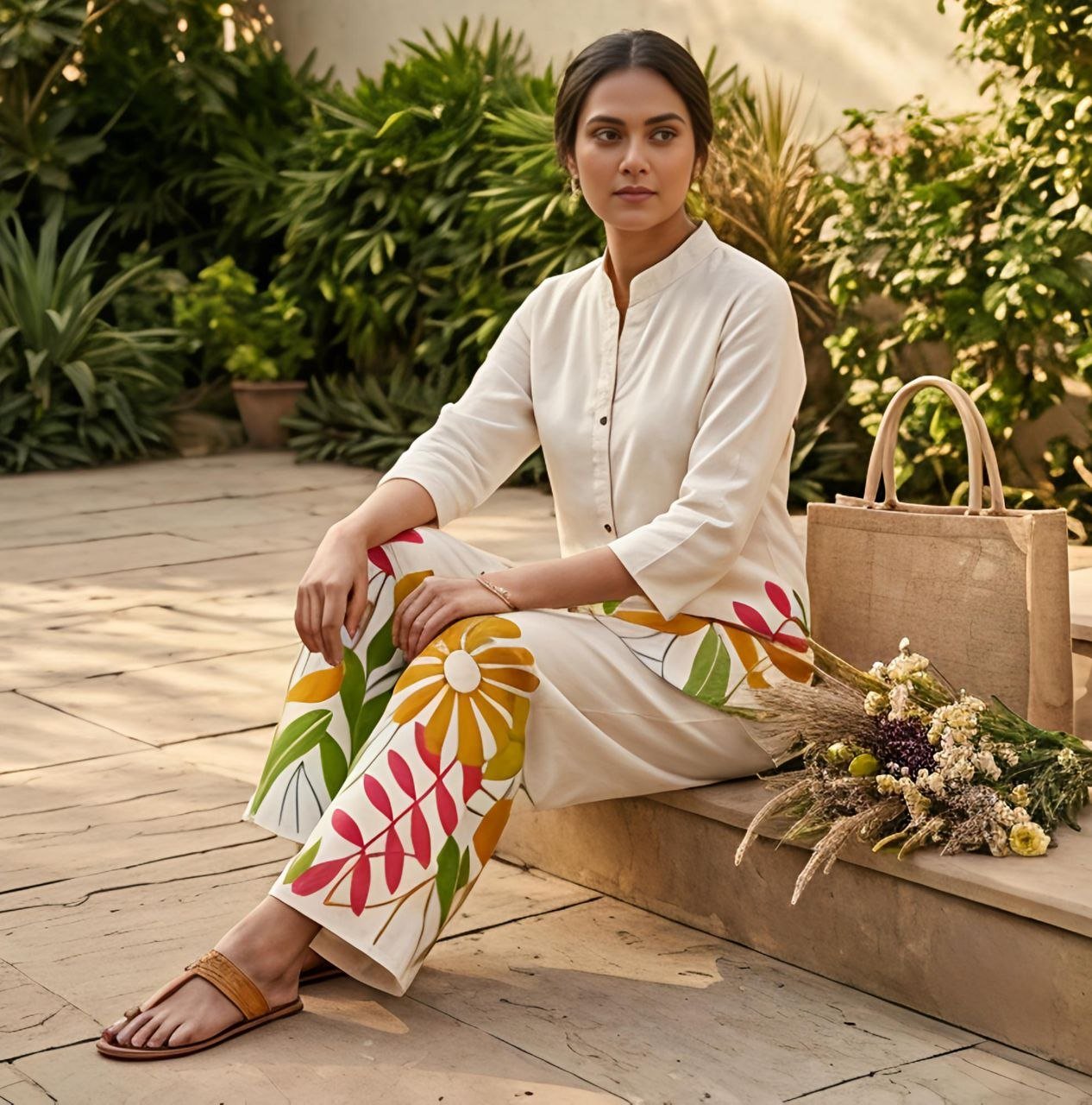 Leaf Garden Cotton Coord Set - Kurtikala