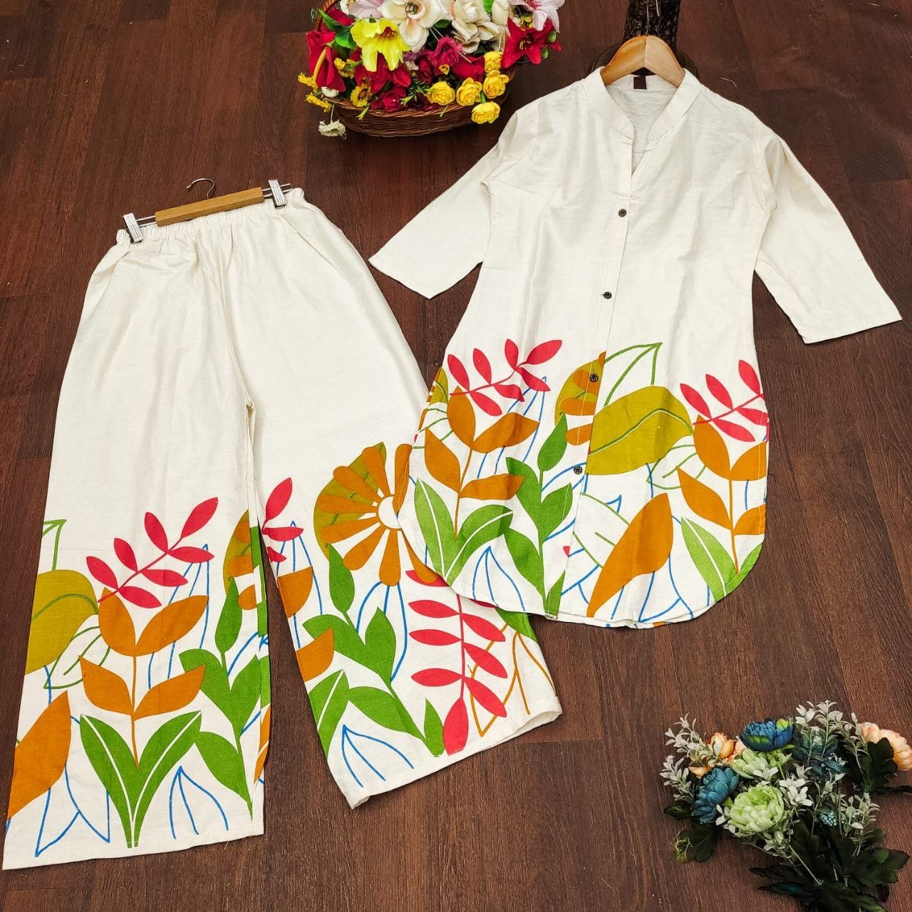 Leaf Garden Cotton Coord Set - Kurtikala